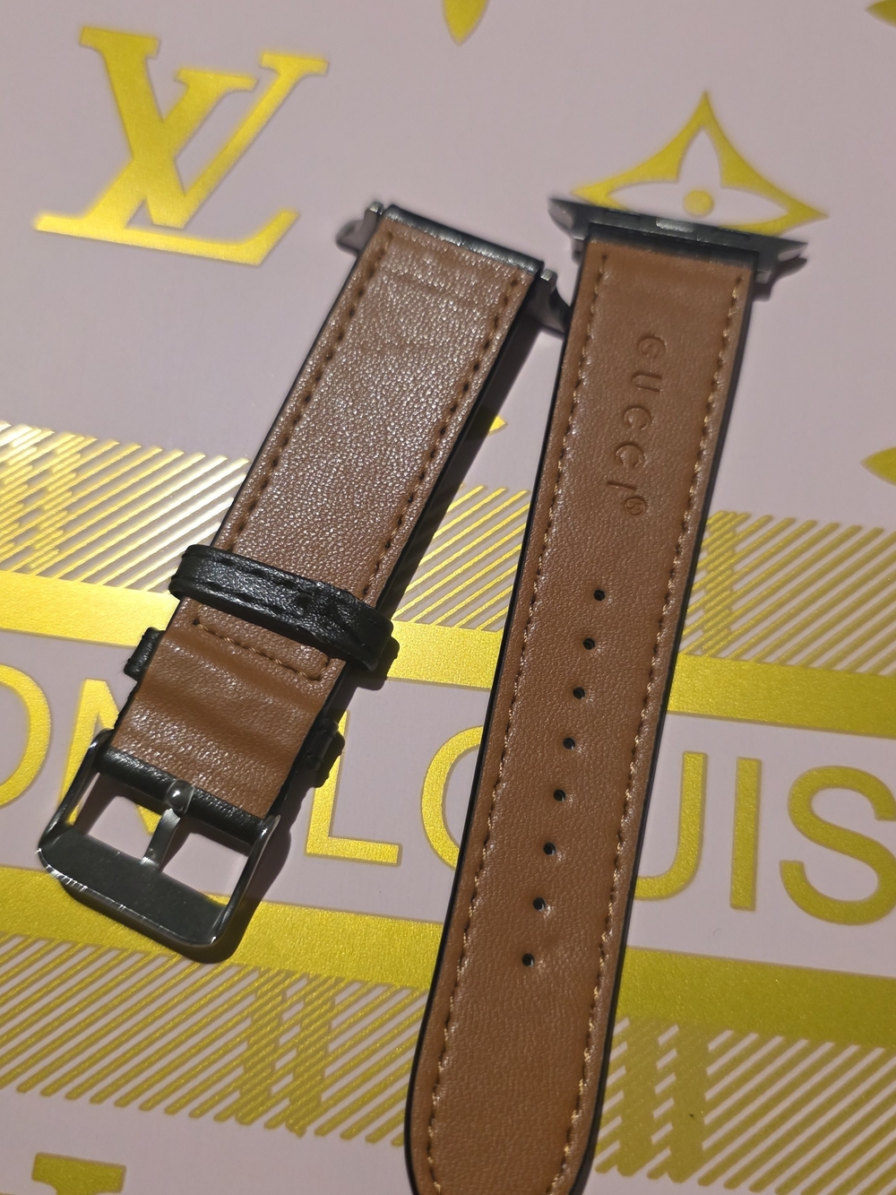 Black Apple Watch Strap with Character Print - Picture 3 of 4